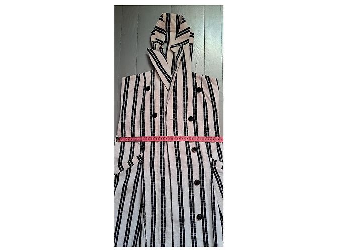 Vestido Kenzo de algodón a rayas negro y crema Blanco roto - vista 11