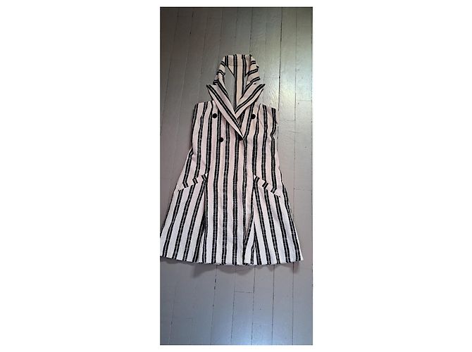 Vestido Kenzo de algodón a rayas negro y crema Blanco roto - vista 2