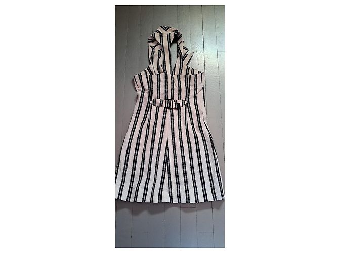 Vestido Kenzo de algodón a rayas negro y crema Blanco roto - vista 3