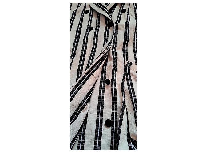 Vestido Kenzo de algodón a rayas negro y crema Blanco roto - vista 4