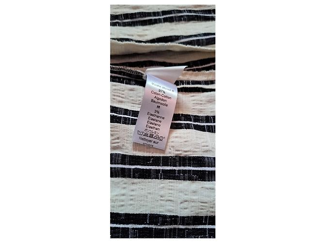 Vestido Kenzo de algodón a rayas negro y crema Blanco roto - vista 6