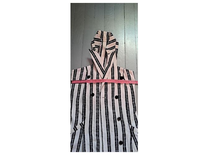 Vestido Kenzo de algodón a rayas negro y crema Blanco roto - vista 8
