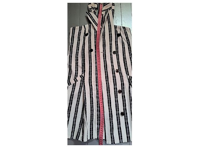 Vestido Kenzo de algodón a rayas negro y crema Blanco roto - vista 9