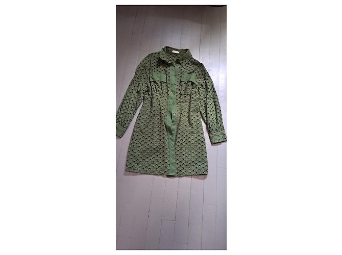 Sandro Kleid aus Baumwolle Khaki - Ansicht 2