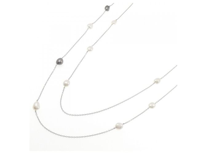 Set collana e bracciale Mikimoto in Au750 con perle del Mar del Sud bianche e nere - vista 2