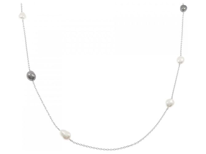 Set collana e bracciale Mikimoto in Au750 con perle del Mar del Sud bianche e nere - vista 6