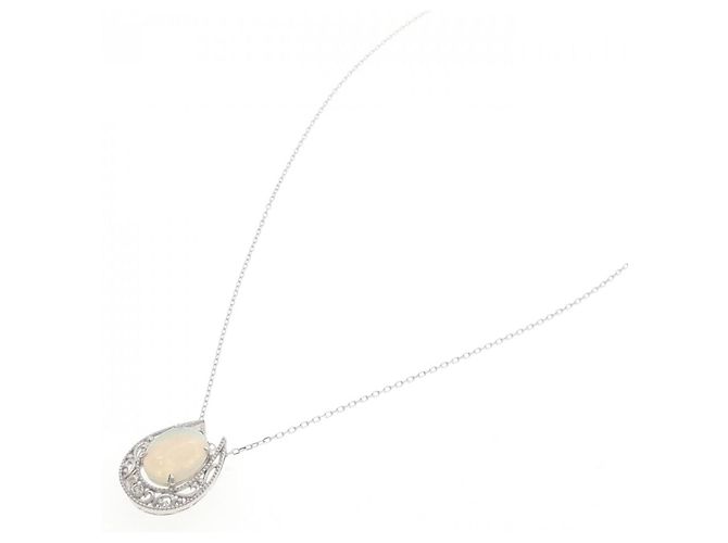 Autre Marque Collana in oro bianco Au750 con opale e diamanti Argento - vista 2