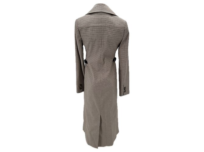 Courreges Abrigo largo beige a cuadros - vista 2