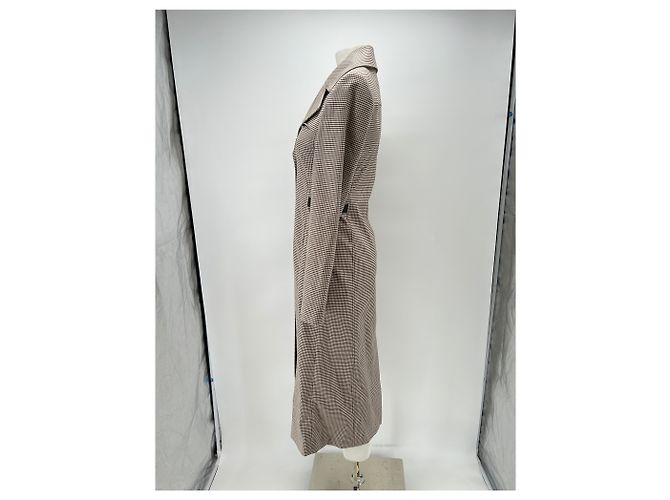 Courreges Abrigo largo beige a cuadros - vista 4