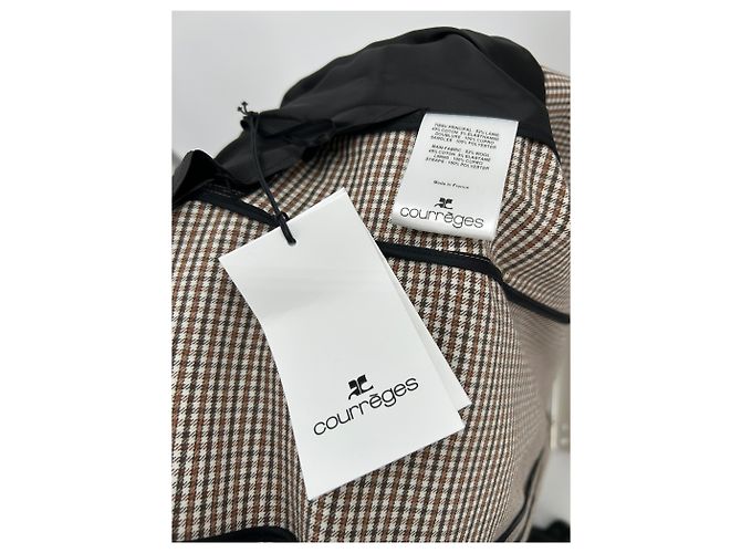 Courreges Abrigo largo beige a cuadros - vista 6