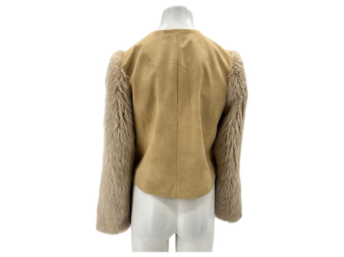 Autre Marque Giacca in camoscio e pelliccia Beige - vista 2