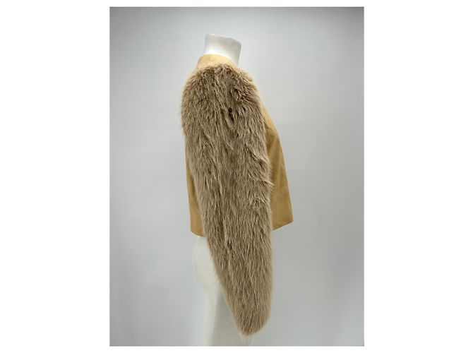 Autre Marque Giacca in camoscio e pelliccia Beige - vista 3