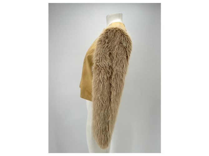 Autre Marque Giacca in camoscio e pelliccia Beige - vista 4