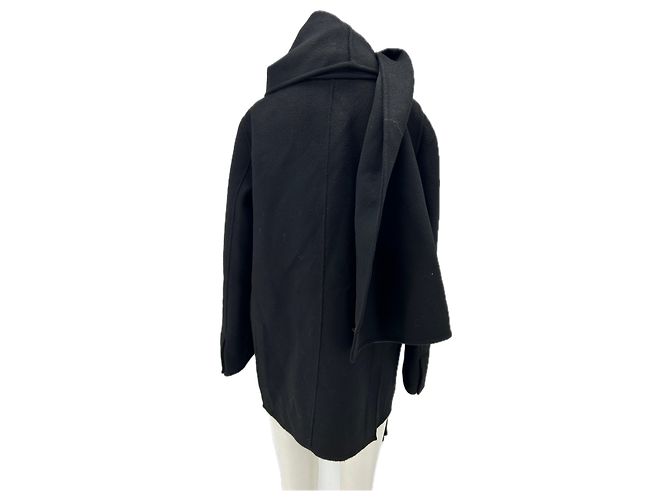 Sandro Manteau noir avec écharpe amovible Black - view 2