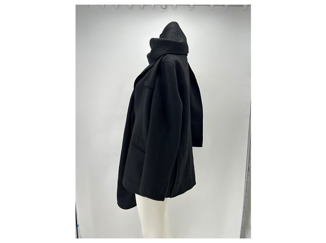 Sandro Manteau noir avec écharpe amovible Black - view 4