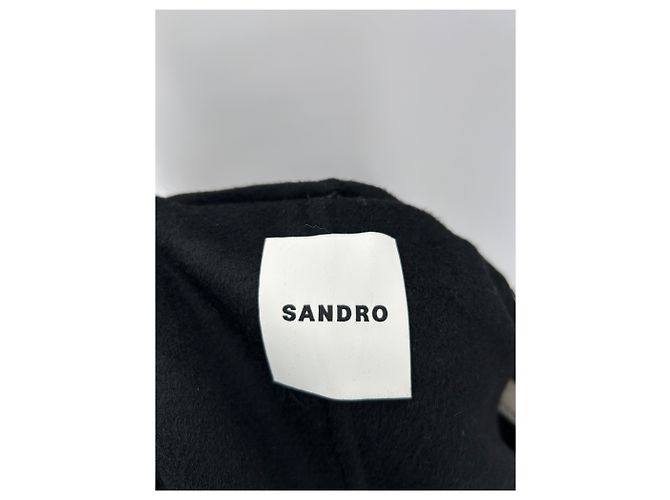 Sandro Manteau noir avec écharpe amovible Black - view 6
