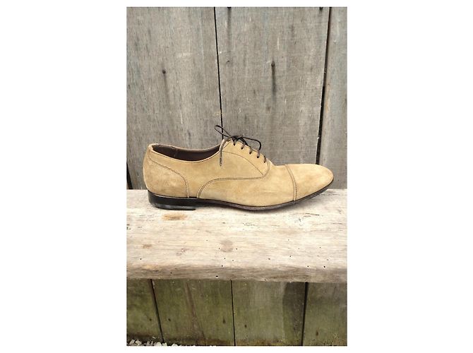 Autre Marque Richelieu Georges Vert en Daim Beige - vue 10