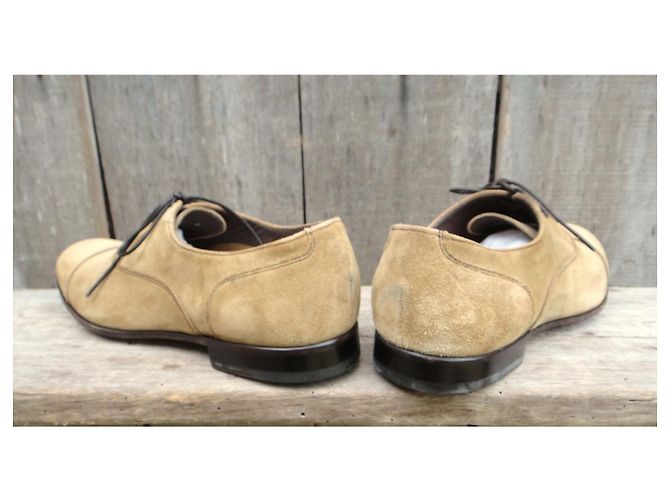 Autre Marque Richelieu Georges Vert en Daim Beige - vue 7
