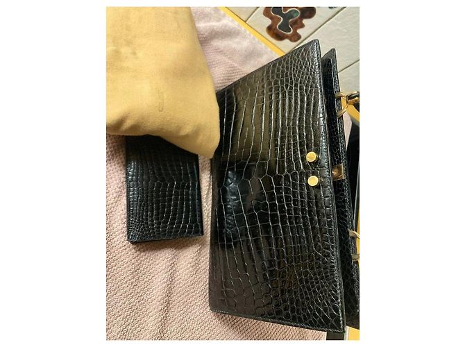 Céline Set di borsa e portafoglio in vera pelle di coccodrillo Nero - vista 11
