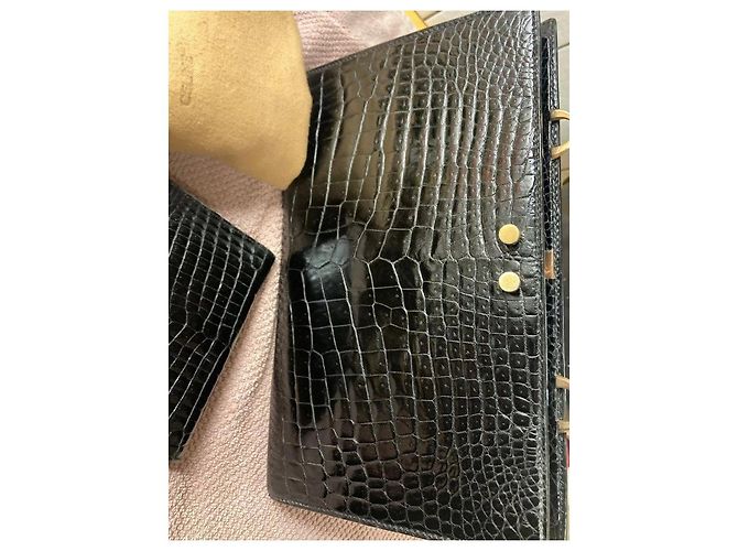Céline Set di borsa e portafoglio in vera pelle di coccodrillo Nero - vista 9