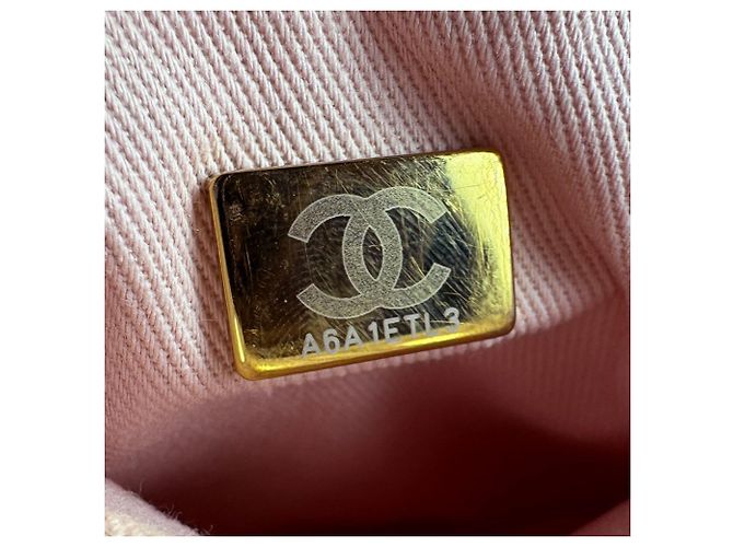 Borsa a Spalla Chanel Deauville MM in Tweed Rosa - vista 12