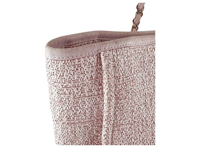 Borsa a Spalla Chanel Deauville MM in Tweed Rosa - vista 6