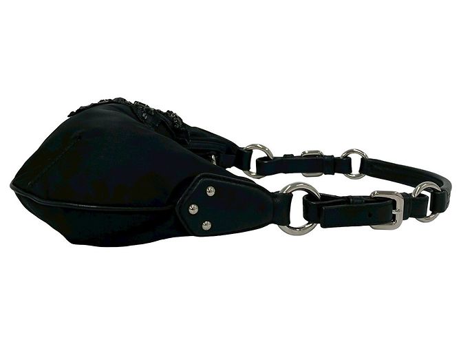 Borsa a spalla in tessuto nero con perline Prada Bear per la sera - vista 6