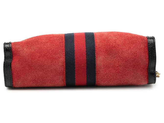 Gucci Rosso Piccolo in Suede Web Ophidia con Catena a Spalla - vista 3