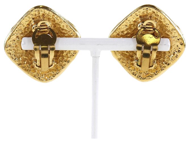 Orecchini a clip a forma di diamante placcati in oro CC dorato Chanel D'oro - vista 2