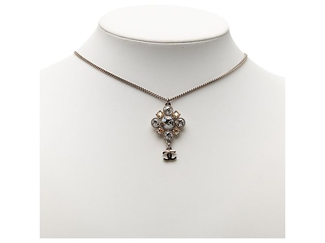 Collana Pendente CC Strass in Ottone Argento Chanel - vista 5