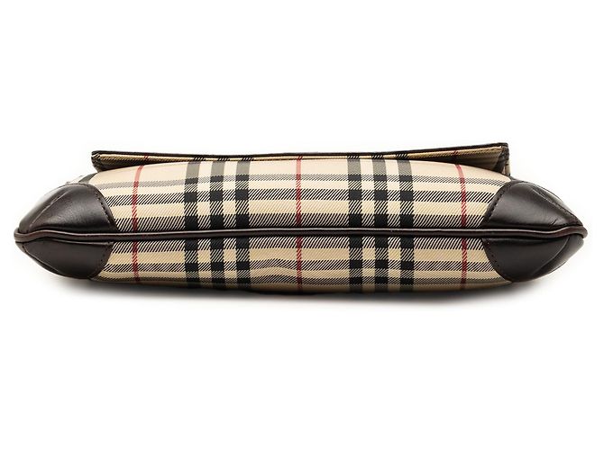 Borsa a tracolla in tela check beige Burberry - vista 3