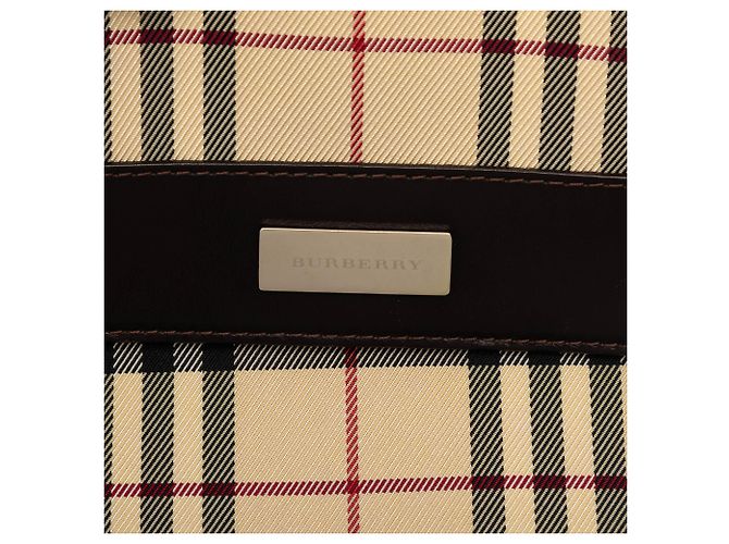 Borsa a tracolla in tela check beige Burberry - vista 5