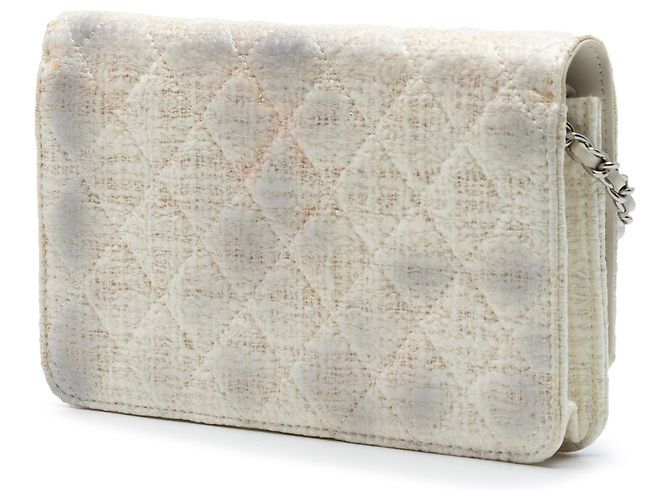 Wallet On Chain Portafoglio Chanel in tweed rivestito marrone con catena CC Beige - vista 2
