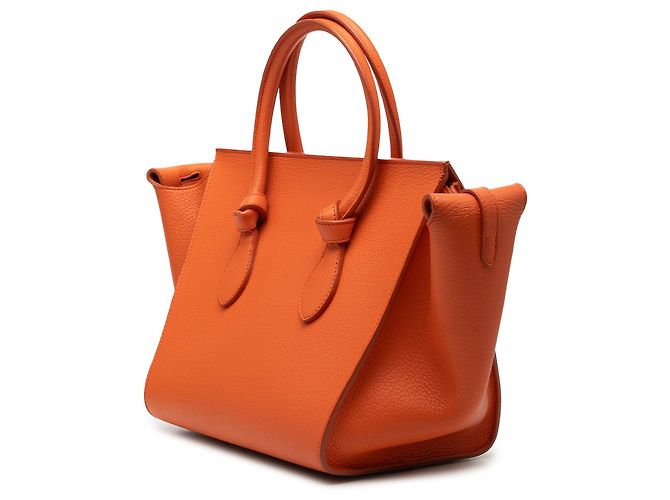 Céline Celine Orange Kleine genarbte Kalbsleder Krawattenknoten-Handtasche - Ansicht 2