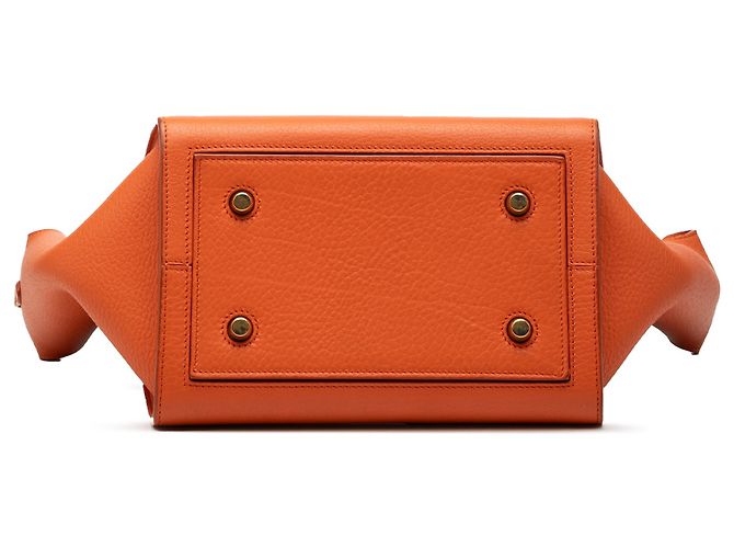 Céline Celine Orange Kleine genarbte Kalbsleder Krawattenknoten-Handtasche - Ansicht 3