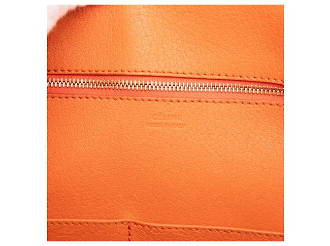 Céline Celine Orange Kleine genarbte Kalbsleder Krawattenknoten-Handtasche - Ansicht 5