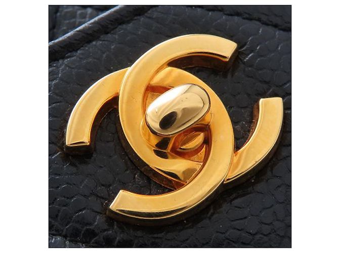 Borsa a spalla Chanel in caviar trapuntato nero con tasca frontale CC - vista 20