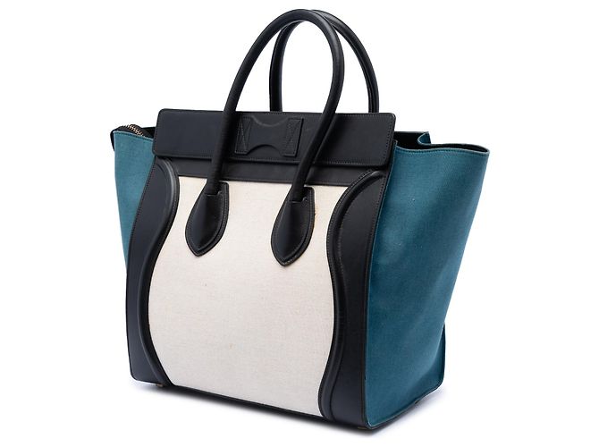 Luggage Céline Celine Mini Reisetasche in Weißem Tricolor-Canvas und Leder - Ansicht 2