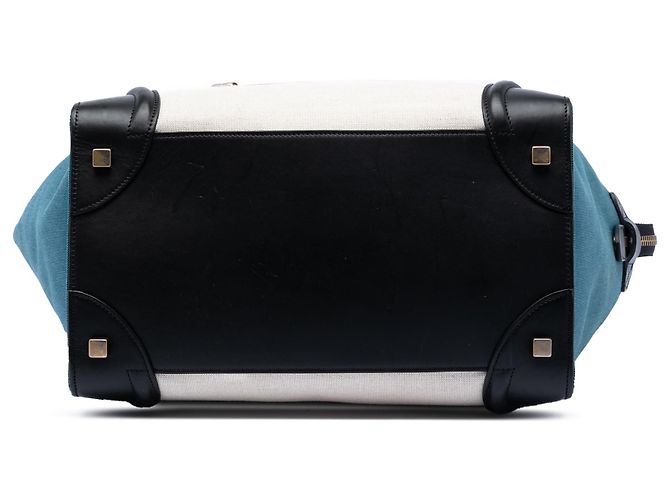 Luggage Céline Celine Mini Reisetasche in Weißem Tricolor-Canvas und Leder - Ansicht 3