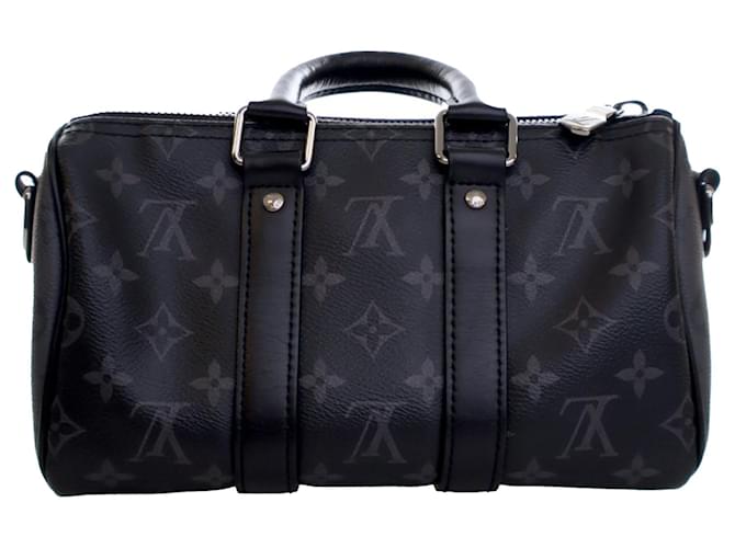 Louis Vuitton Keepall Bandoulière 25 Monogram Eclipse Reverse Nero - vista 4