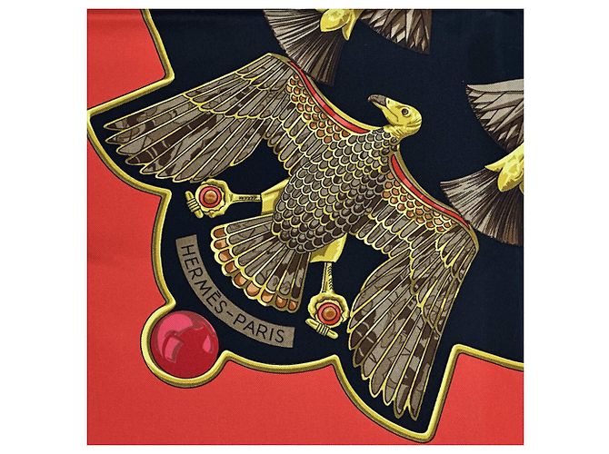 Hermès Carre 90 Seidenschal Schwarz Rot - Ansicht 3