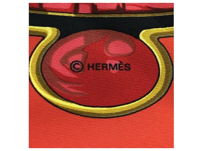 Hermès Carre 90 Seidenschal Schwarz Rot - Ansicht 4