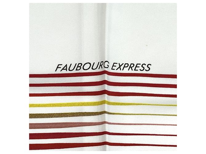 Sciarpa Hermès Carré 90 Faubourg Express Bianco Multicolore - vista 2