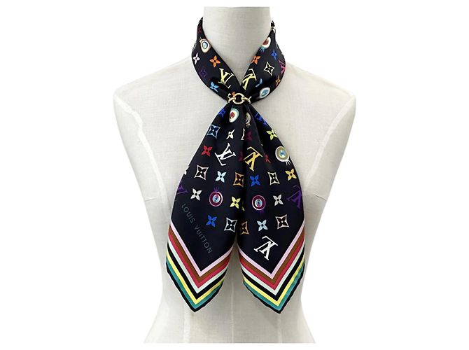 Seidenschal Monogramm Louis Vuitton Braun Schwarz Mehrfarben - Ansicht 4