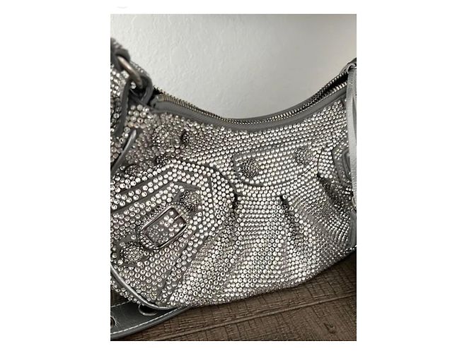 Balenciaga Borsa a Spalla Le Cagole XS completamente in Strass Argento Grigio - vista 2