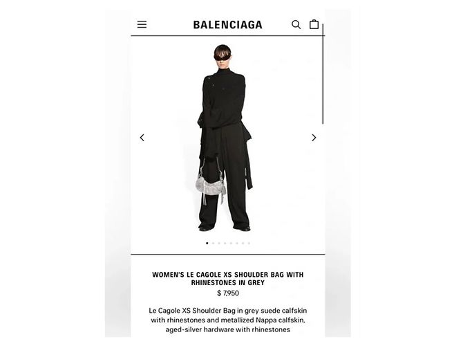 Balenciaga Borsa a Spalla Le Cagole XS completamente in Strass Argento Grigio - vista 6
