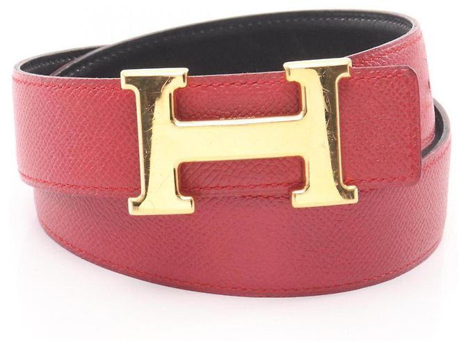 H-Constance Wendeledergürtel von Hermès für Männer Schwarz Rot - Ansicht 9