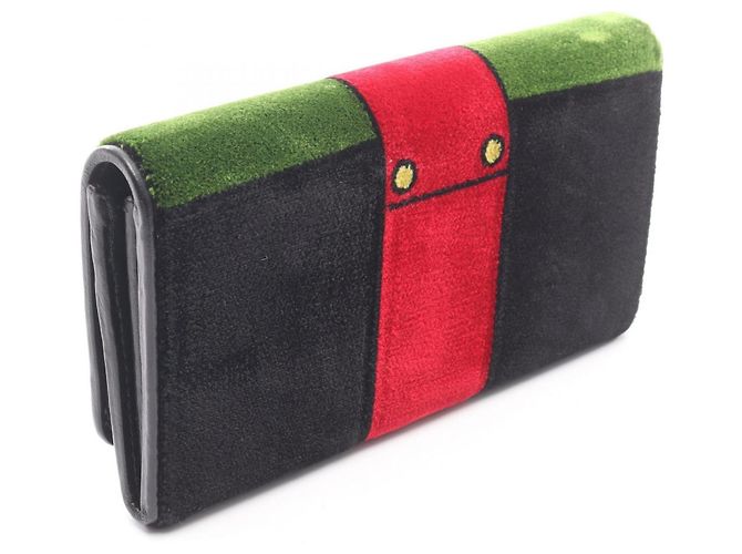 Prada VELLUTO RICAMO Bifold-Langbörse Schwarz Mehrfarben - Ansicht 2