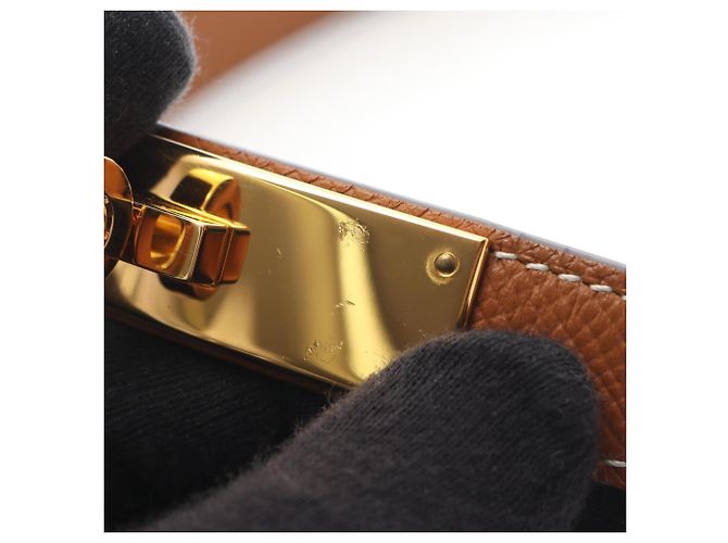 Cinturón Kelly de Hermès en cuero Epsom Castaño Dorado - vista 6