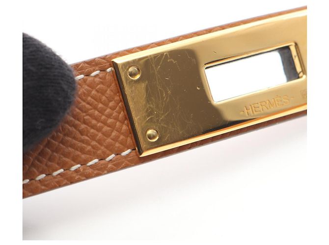 Cinturón Kelly de Hermès en cuero Epsom Castaño Dorado - vista 8